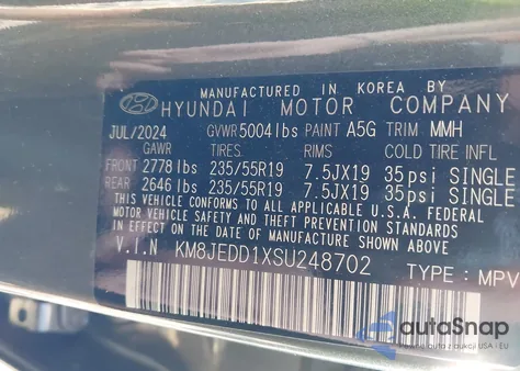 2025 Hyundai Tucson Hybrid Limited from USA, damaged, VIN KM8JEDD1XSU248702